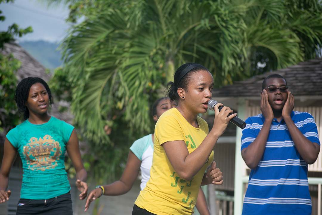 Members from UCCF (Universities and Collage Christian Fellowship) Praise and Worship team rendering praises in song at the Island Praise in the Park Gospel Concert on October 6, 2016
