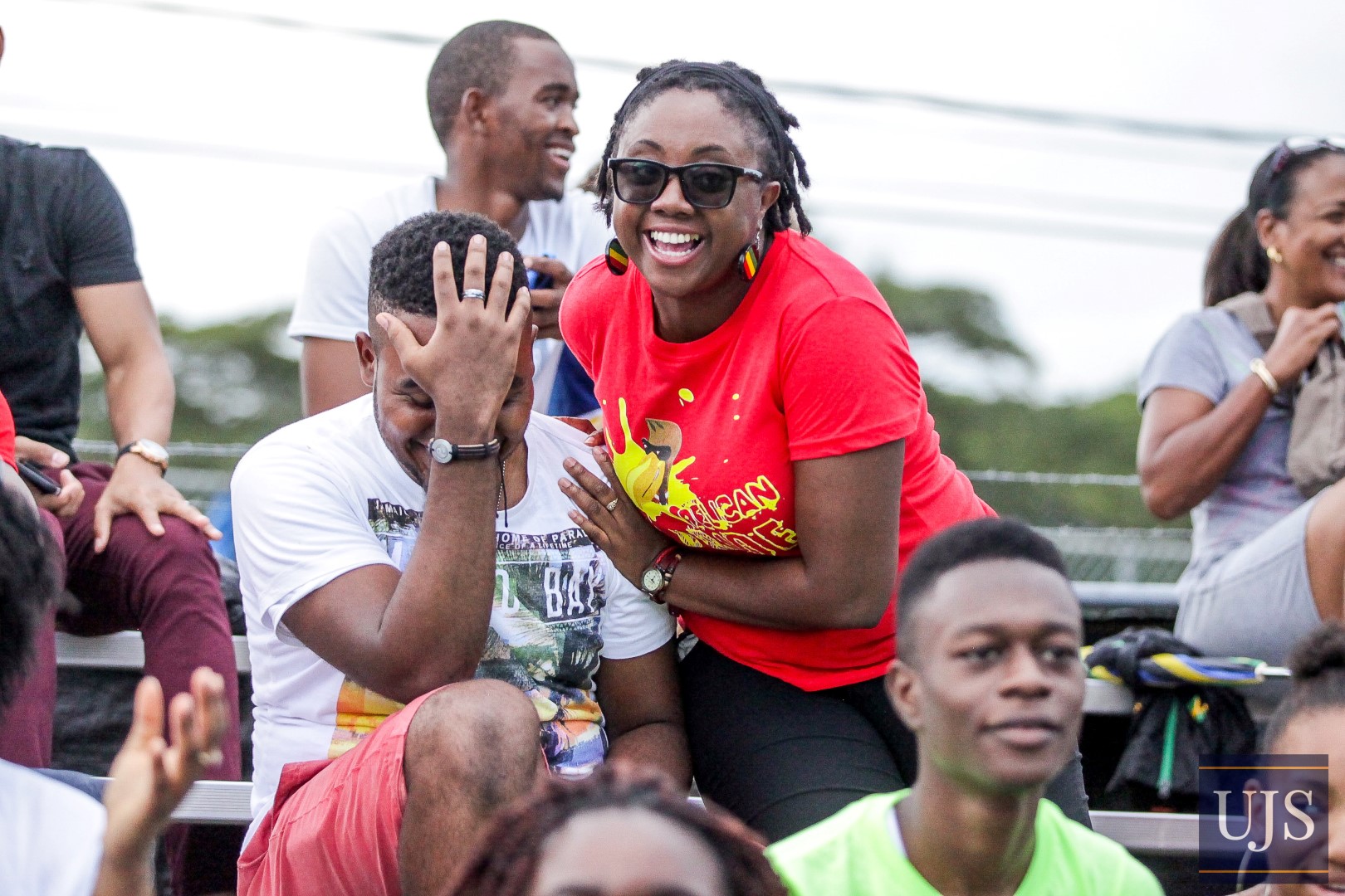 University of Technology ,Ja. Supporter Shane Hacker palms his face in disbelief as UWI female footballers defeated the UTech knights 3-0