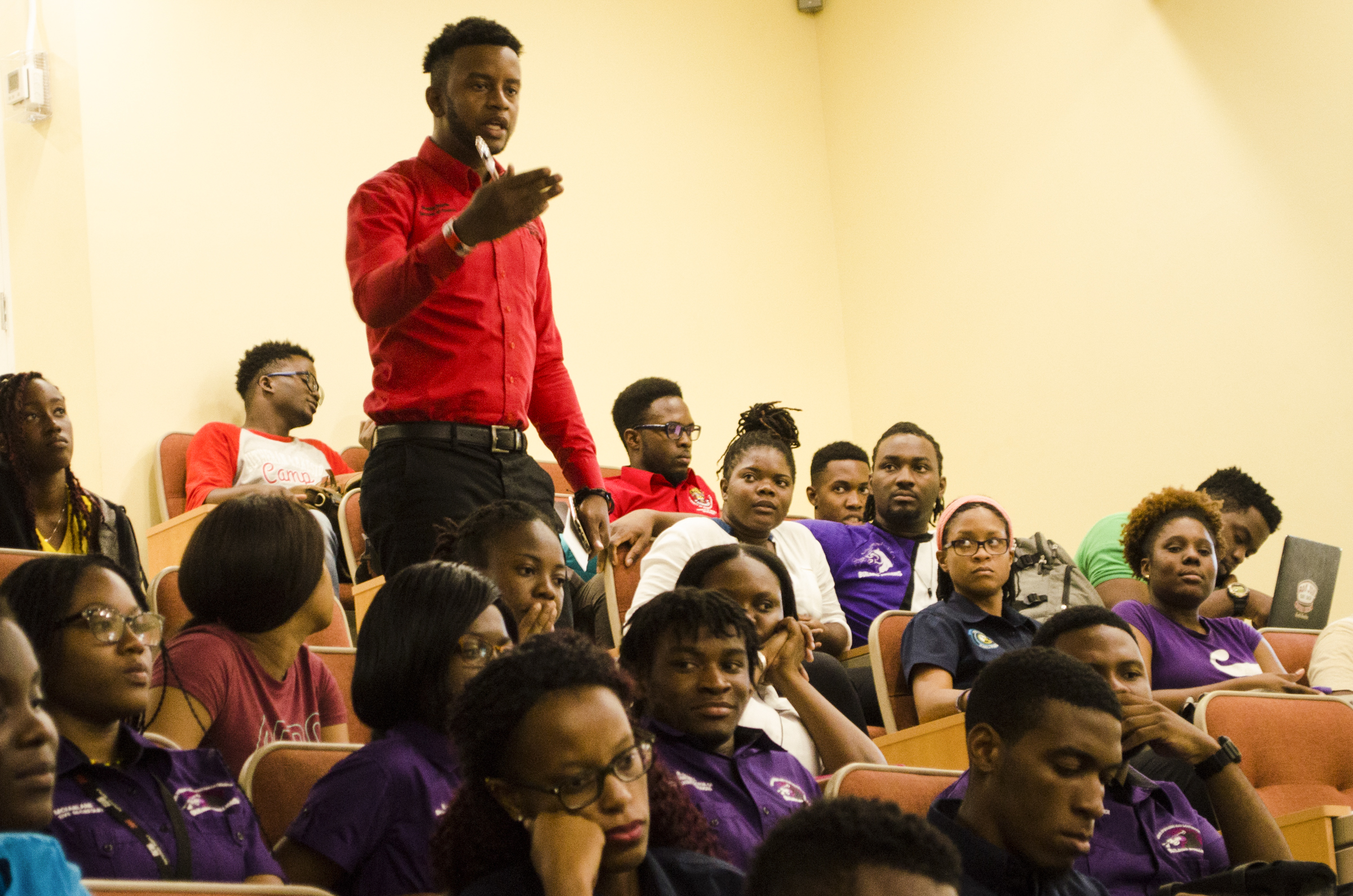 President of the University of Technology, Jamaica, Professor Stephen Vasciannie meets with students of the university at a mass meeting hosted by the Students’ Union on Thursday September 20 2018.