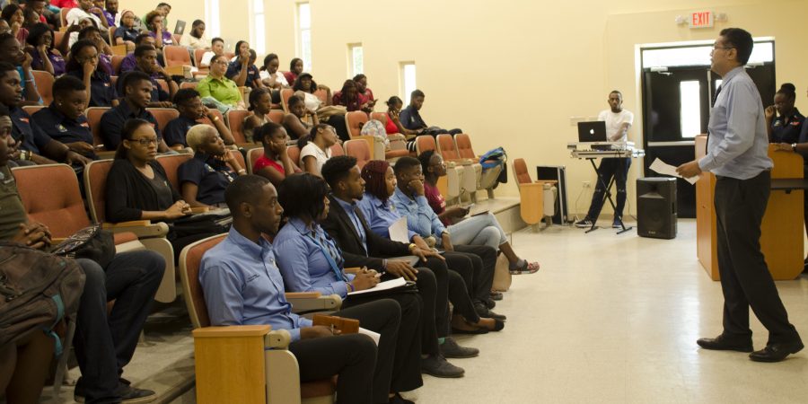 Professor Vasciannie meets with UTech Jamaica Students