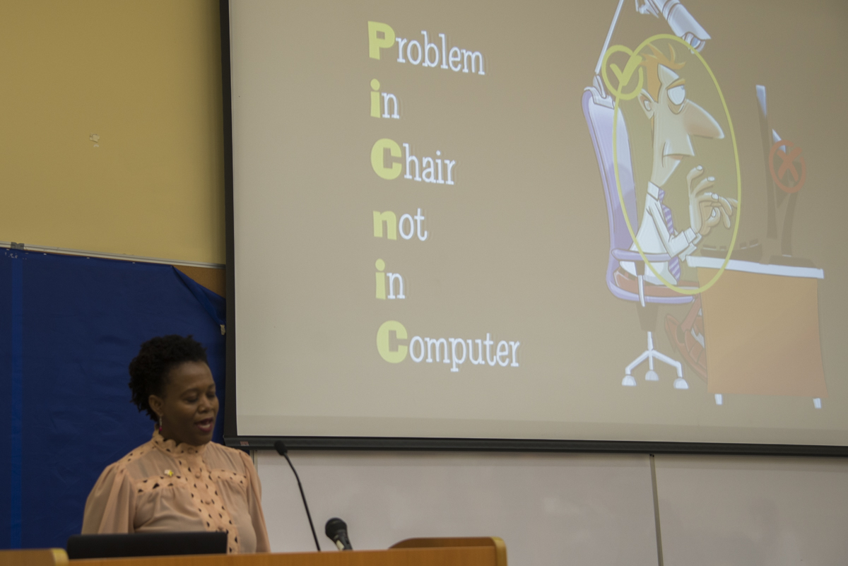 Associate Professor Michelle Stewart-McKoy gives the keynote lecture entitled "#P.I.C.N.I.C: Navigating Language Teaching & Learning in the Digital Era" at the 6th Hilory Pamela Kelly distinguished lecture series at the University of Technology, Jamaica on Thursday January 23, 2020.