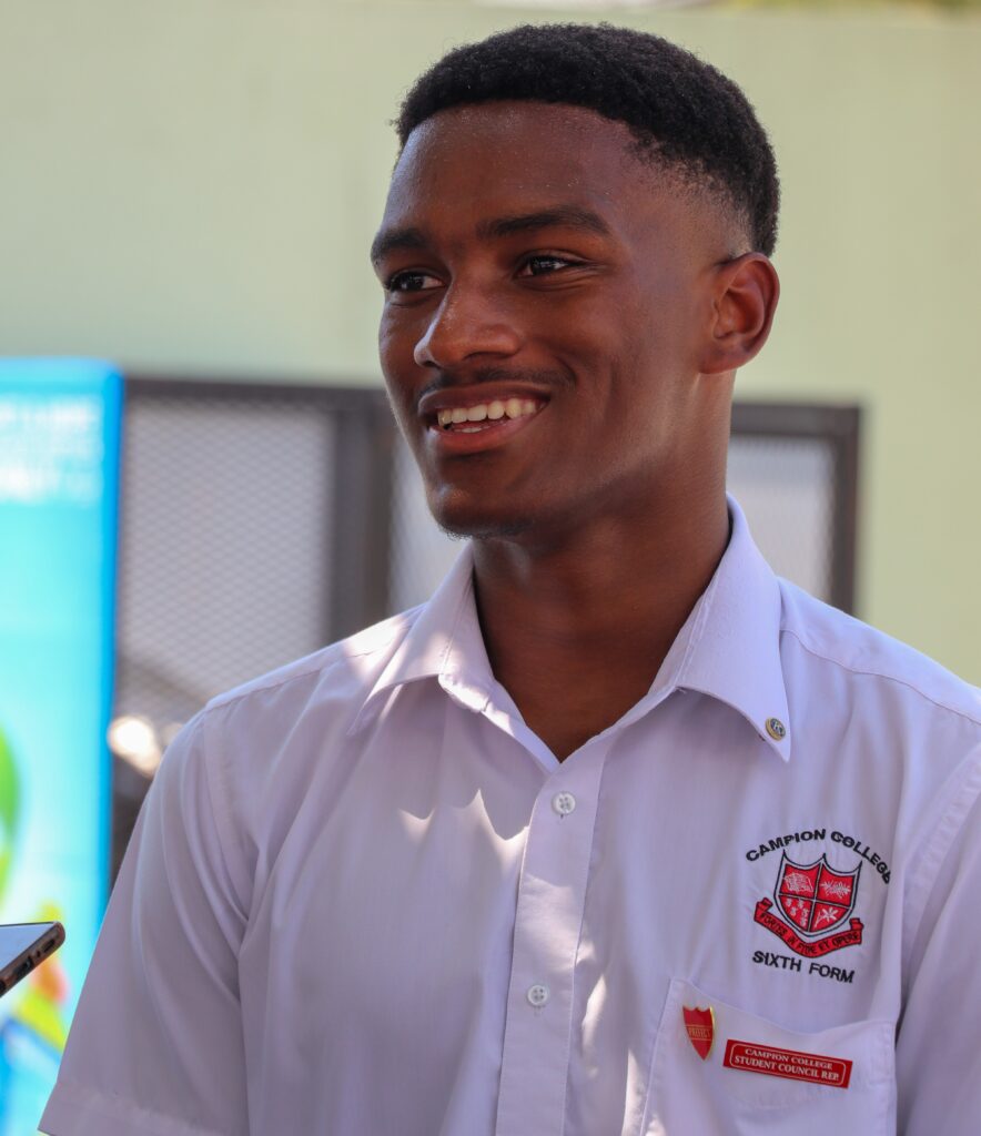 Derrick Harrison of Campion College speaks during an e-waste drive at the school on March 22, 2024. Photo by Jaeden Patterson